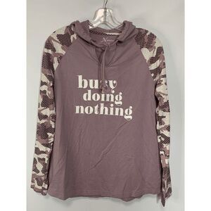 Natural Reflections Womens Hooded Sweatshirt Statement Graphic Purple Small